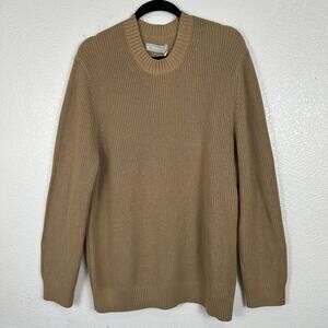 Everlane No-Sweat Sweater Mens XL Brown Coolmax Organic Cotton Crew Neck Ribbed
